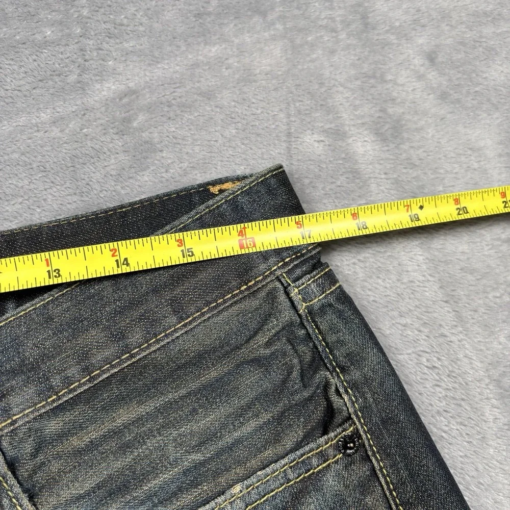 Ed Hardy Jeans Blue Harsn Eddie Original Denim Button Fly Spell Out Men's 33x32